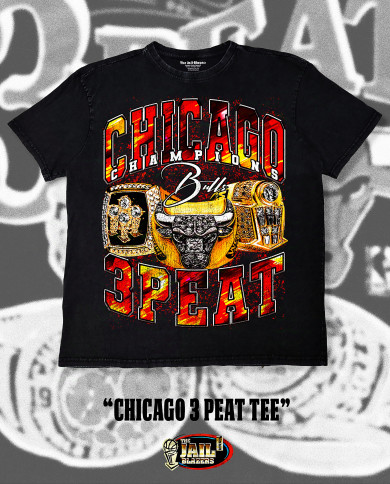Chicago Three Peat Tee - Washed Black