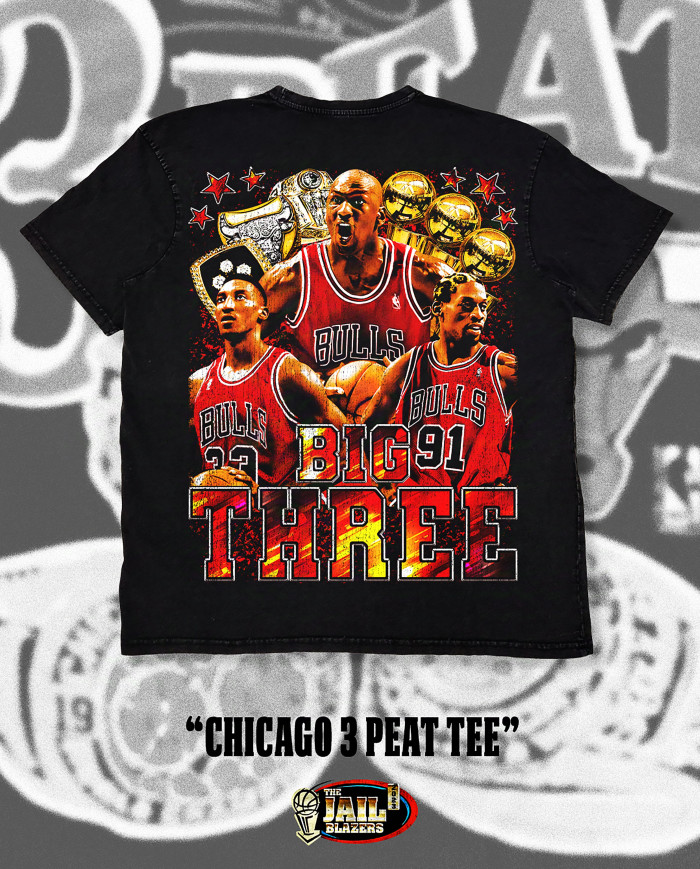 Chicago Three Peat Tee - Washed Black