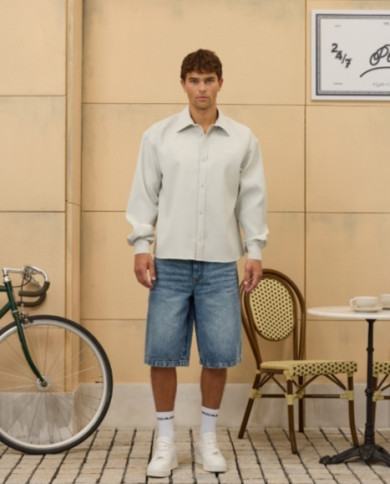 Troy Plissee Longsleeve Shirt - Fog Grey