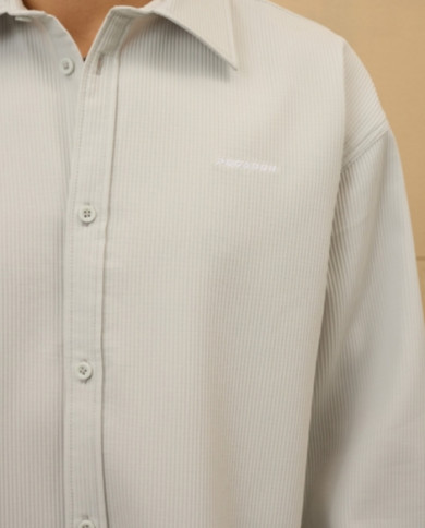 Troy Plissee Longsleeve Shirt - Fog Grey