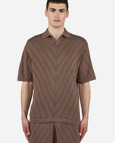 Canva Knit Polo Shirt - Cozy Brown