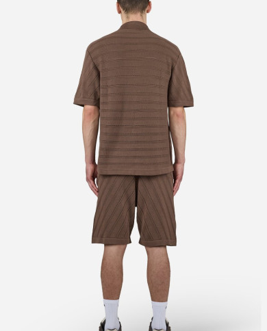 Canva Knit Polo Shirt - Cozy Brown