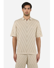Canva Knit Polo Shirt - Light Beige