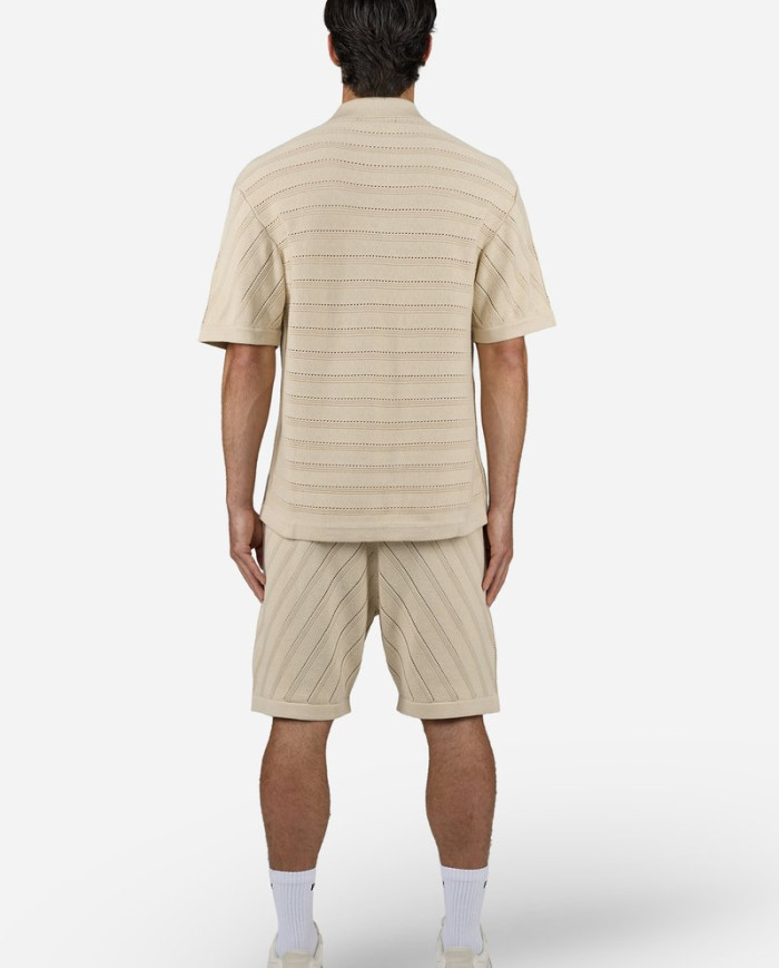 Canva Knit Polo Shirt - Light Beige