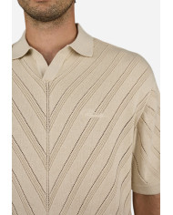 Canva Knit Polo Shirt - Light Beige