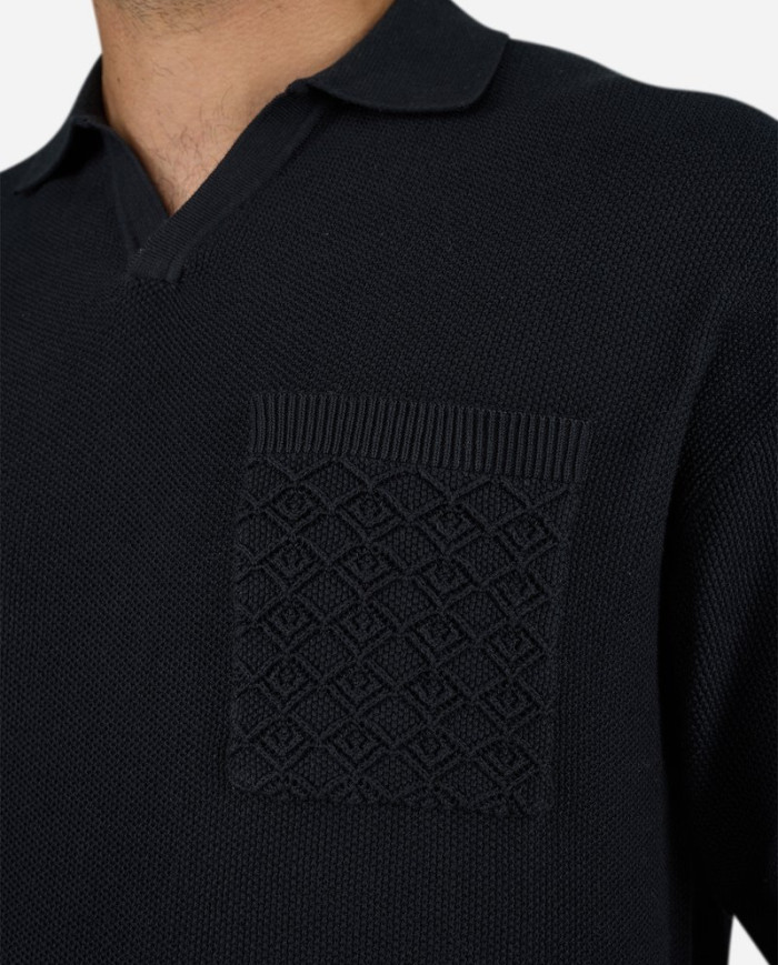 Campo Knit Polo Shirt - Black