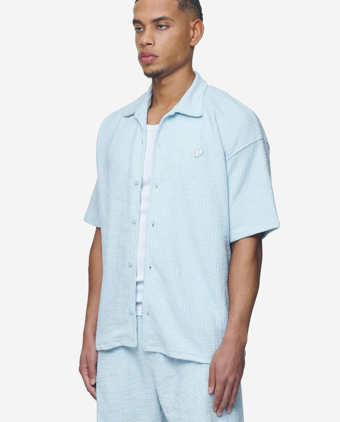 Libco Structured Knit Shirt - Washed Baby Blue Unbleached