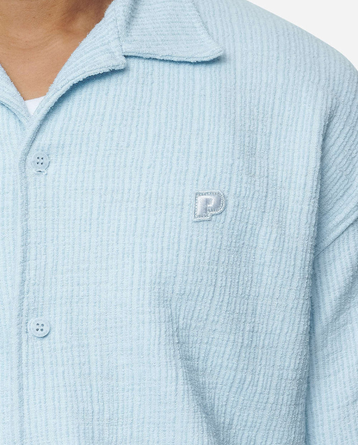 Libco Structured Knit Shirt - Washed Baby Blue Unbleached