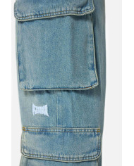 Romain Wide Denim Cargo Pants - Washed Vintage Blue