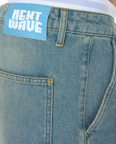 Romain Wide Denim Cargo Pants - Washed Vintage Blue