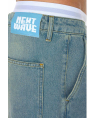 Romain Wide Denim Cargo Pants - Washed Vintage Blue