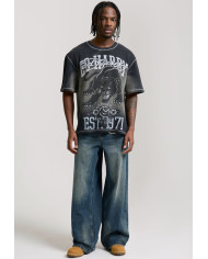 Ed Hardy - Washed Waffle Panther Graphic Relaxed T-Shirt - Black