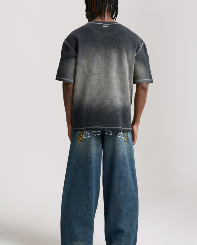 Ed Hardy - Washed Waffle Panther Graphic Relaxed T-Shirt - Black