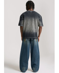 Ed Hardy - Washed Waffle Panther Graphic Relaxed T-Shirt - Black