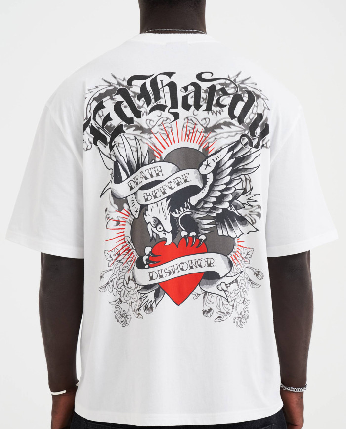 Ed Hardy - Washed Waffle Panther Graphic Relaxed T-Shirt - Black