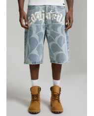 Ed Hardy - Gothic Ed Hardy Cobweb Denim Jorts - Bleach