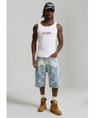 Ed Hardy - Gothic Ed Hardy Cobweb Denim Jorts - Bleach