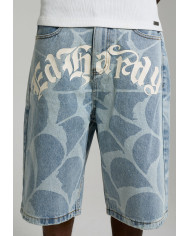 Ed Hardy - Gothic Ed Hardy Cobweb Denim Jorts - Bleach