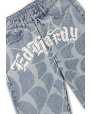Ed Hardy - Gothic Ed Hardy Cobweb Denim Jorts - Bleach