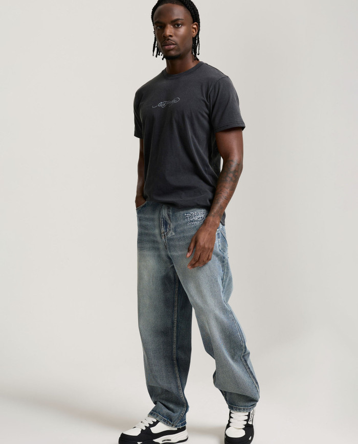 Ed Hardy - Mens Dragon Panther Graphic Regular T-Shirt - Black