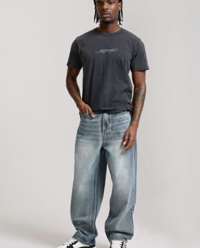 Ed Hardy - Mens Dragon Panther Graphic Regular T-Shirt - Black