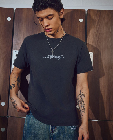 Ed Hardy - Mens Dragon Panther Graphic Regular T-Shirt - Black