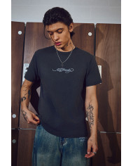 Ed Hardy - Mens Dragon Panther Graphic Regular T-Shirt - Black