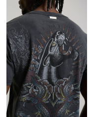 Ed Hardy - Mens Dragon Panther Graphic Regular T-Shirt - Black
