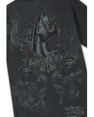 Ed Hardy - Mens Dragon Panther Graphic Regular T-Shirt - Black