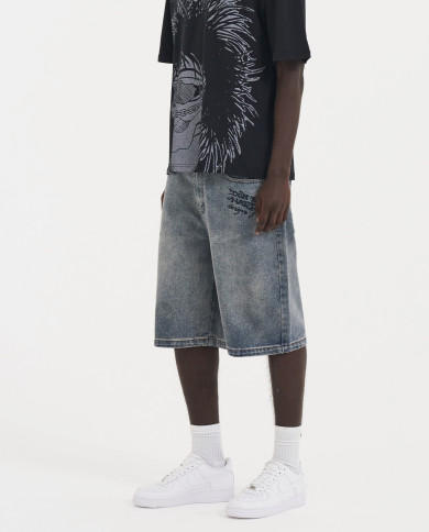 Ed Hardy - Mens Devil Mermaid Denim Jorts Shorts - Blue