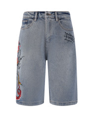 Ed Hardy - Mens Devil Mermaid Denim Jorts Shorts - Blue