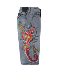 Ed Hardy - Mens Devil Mermaid Denim Jorts Shorts - Blue