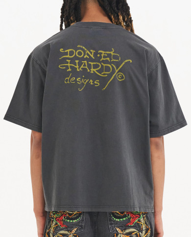 Ed Hardy - Battle Of The Dragons Tshirt - Charcoal