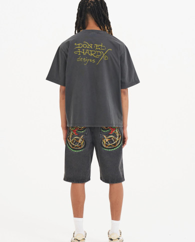 Ed Hardy - Battle Of The Dragons Tshirt - Charcoal