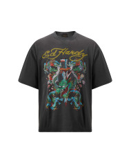 Ed Hardy - Battle Of The Dragons Tshirt - Charcoal
