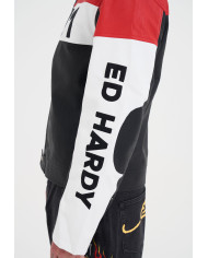 Ed Hardy - 1971 Moto Biker Jacket- Black/Red/White