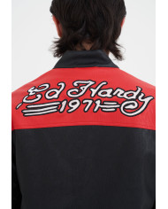 Ed Hardy - 1971 Moto Biker Jacket- Black/Red/White
