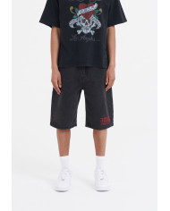 Ed Hardy - Battle Dragon Denim Jorts Shorts - Washed Black