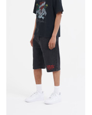 Ed Hardy - Battle Dragon Denim Jorts Shorts - Washed Black