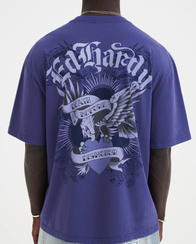 Ed Hardy - Death Before Dishonor Eagle Relaxed T-Shirt - Blue