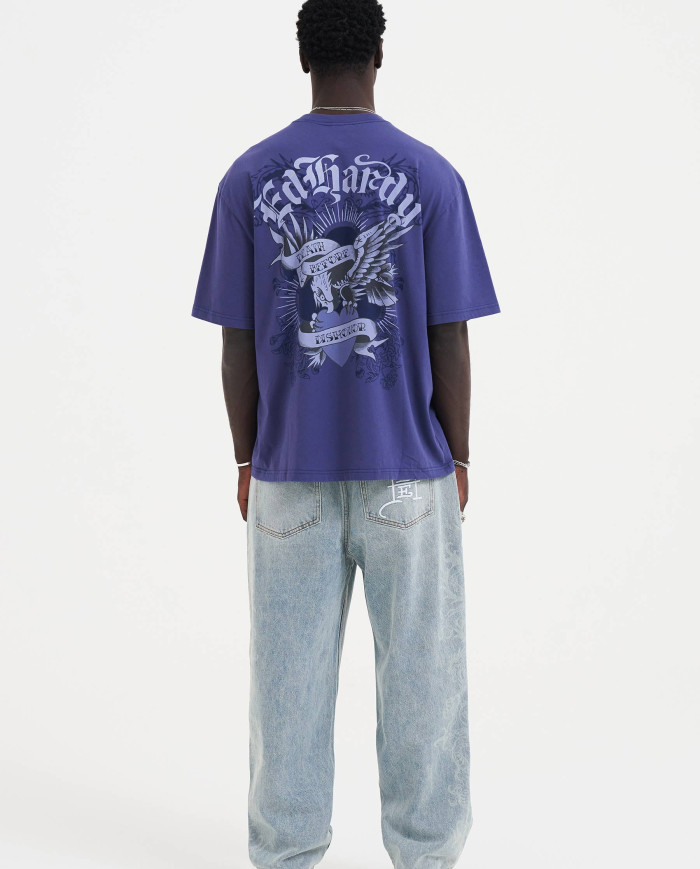Ed Hardy - Death Before Dishonor Eagle Relaxed T-Shirt - Blue
