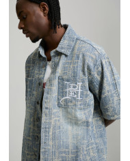 Ed Hardy - Distressed Cross Relaxed Denim Shirt - Blue