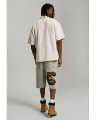 Ed Hardy - Desert Snake Relaxed Denim Jort - Blue Sand Wash