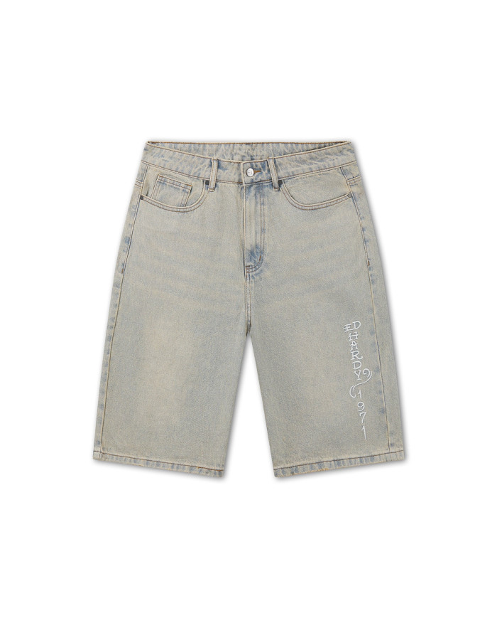Ed Hardy - Desert Snake Relaxed Denim Jort - Blue Sand Wash