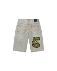 Ed Hardy - Desert Snake Relaxed Denim Jort - Blue Sand Wash