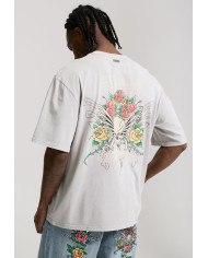 Ed Hardy - Skull Rose Graphic Relaxed T-Shirt - Grey