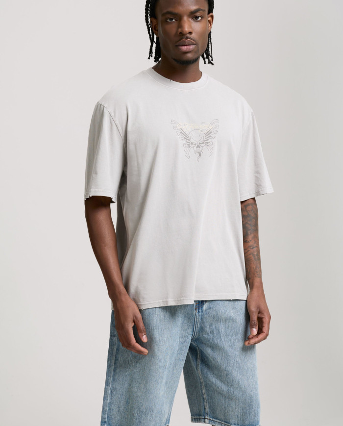 Ed Hardy - Skull Rose Graphic Relaxed T-Shirt - Grey