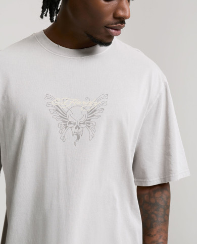 Ed Hardy - Skull Rose Graphic Relaxed T-Shirt - Grey