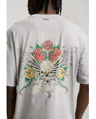 Ed Hardy - Skull Rose Graphic Relaxed T-Shirt - Grey