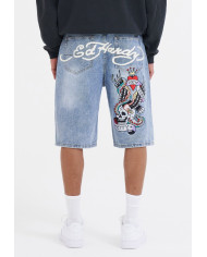 Ed Hardy - Nyc Skull Denim Jorts Shorts - Bleach